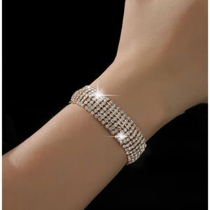 Stunning 8 Row Rhinestones Bracelet Wedding Prom Evening Dressup